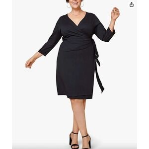 Seek No Further Wrap Dress Sz 3X NEW Black Fruit of Loom Classic Holiday Stretch